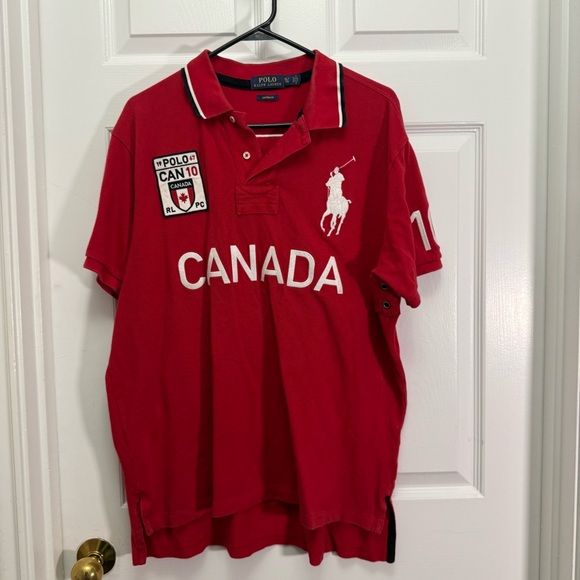 Polo by Ralph Lauren Red Canada Polo Shirt with White Accents - Picture 2 of 12